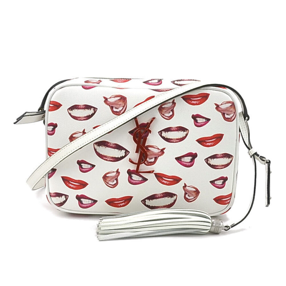 Saint Laurent Crossbody bag leather white red pink